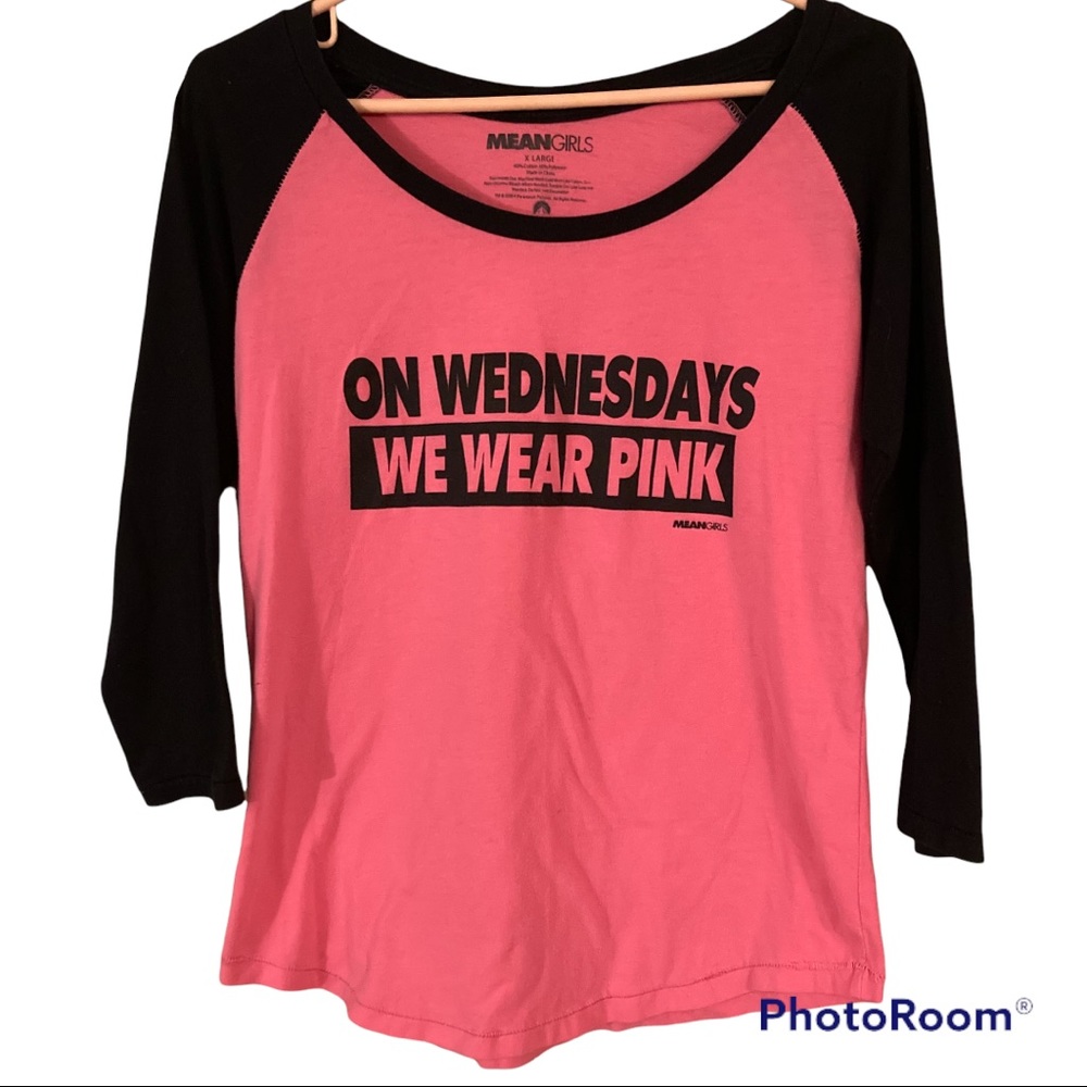 Women’s Long Sleeve Tee Shirt Mean Girls Pink Shirt Size XL Cotton Polyester